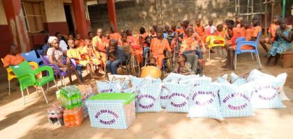 group of people in a donation event